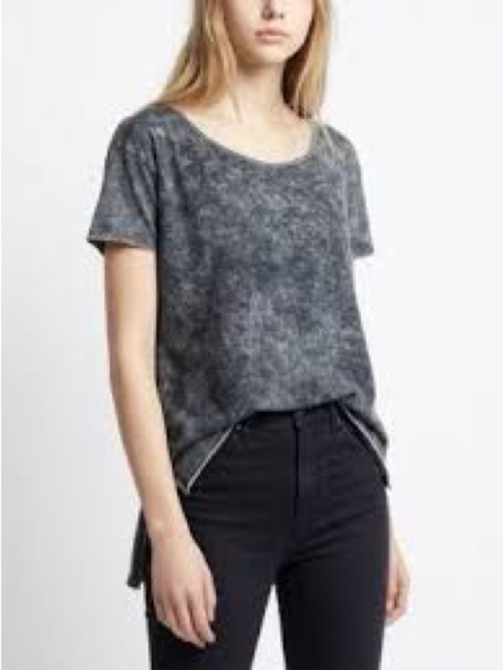 We The Free People Melrose Swing Tee Top Black Oversized XS #1727